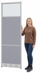 24&quotW x 7'H Sound-Absorbing Office Panel in Cool Gray PET and Silver Frame w/Window