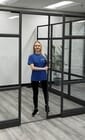 7'H Sliding Glass Door with Black Frame