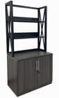 Xdustrial Series Black Metal Frame 36&quotW Open Storage Hutch with 2-Door Cabinet