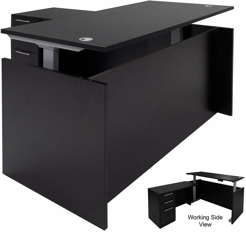 Black Adjustable Height Manager's LShaped Desk