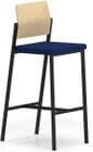 Avon Bar Height Cafe Stool w/ Plywood Back & Upholstered Seat in Standard Fabric or Vinyl