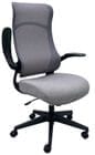 Mesh High Back Desk Chair with Flip Up Arms and Cloth Seat