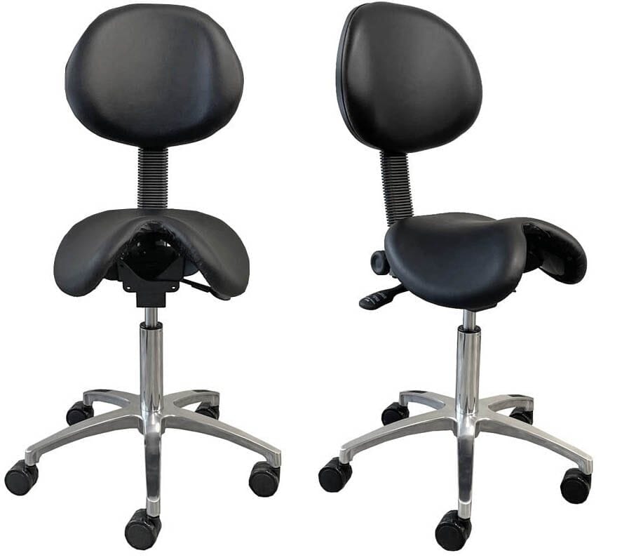 Leather 300 lbs. Cap. Saddle Seat Stool w/Backrest 22" 291/2" Seat