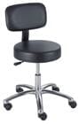 Black Vinyl Pneumatic Lift Stool with Back - 17" - 22&quotH Seat Height