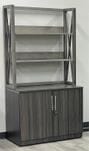 Xdustrial Series Raw Metal Frame 36&quotW Open Storage Hutch with 2-Door Cabinet