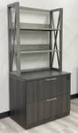 Xdustrial Series Raw Metal Frame 36&quotW Open Storage Hutch with 2-Drawer Lateral File