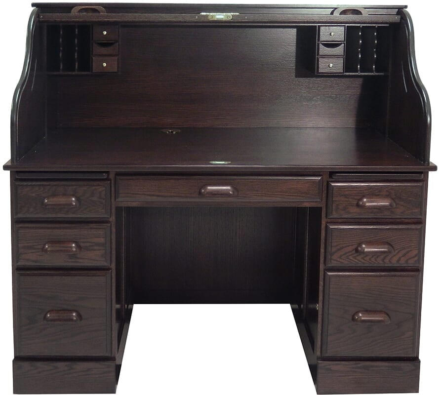 54"W Deluxe Solid Oak Laptop Roll Top Desk Made in USA