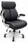 Black Genuine Cowhide Leather Executive Desk Chair with Flip Up Arms