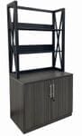 Xdustrial Series Black Metal Frame 36&quotW Open Storage Hutch with 2-Door Cabinet