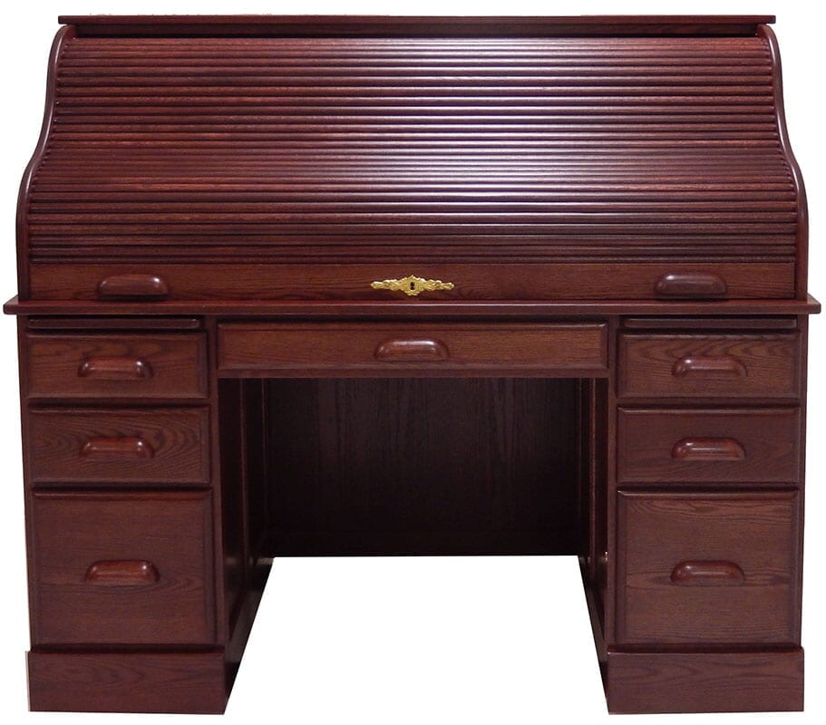 54"W Deluxe Solid Oak Roll Top Desk Made in USA