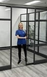 7'H Sliding Glass Door with Black Frame