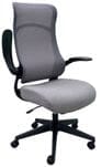 Mesh High Back Desk Chair with Flip Up Arms and Cloth Seat in Gray