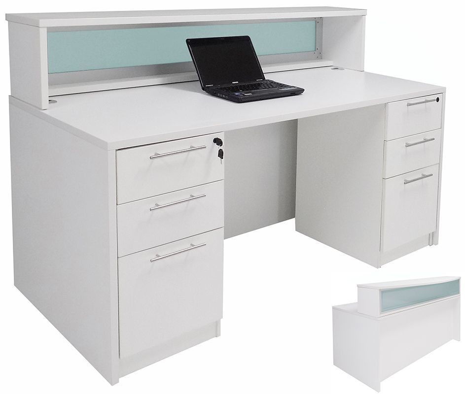 66 W White Salon Reception Desk Drawers, White Desk With File Cabinet Drawers