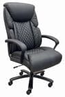 400 lbs. Cap. Cowhide Leather Executive Chair with Diamond Stitching in Black