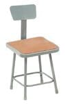 Square Fixed Height Heavy-Duty Stools w/Backrest - 18" Lab Stool - 300-lb Weight Capacity