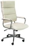 Cream Leather High Back Office Chair 