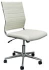 Padded Modern Classic Armless Cream Leather Mid Back Chair