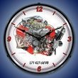 427 cid L71 V8 Engine Wall Clock, LED Lighted