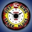 AC Fire Ring Spark Plugs Wall Clock, LED Lighted