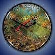 American Beauties Trout Wall Clock, LED Lighted