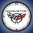 C5 Corvette Logo LED Lighted Clock - White