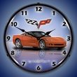 C6 Corvette LED Lighted Clock - Inferno Orange