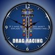 Drag Race Wall Clock, LED Lighted: Racing Theme