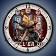 Fill Er Up Motorcycle Wall Clock, LED Lighted