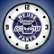 We Use Chevrolet Parts Wall Clock, LED Lighted