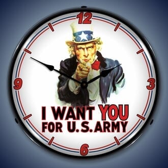 Americana and Military Wall Clocks, LED Lighted