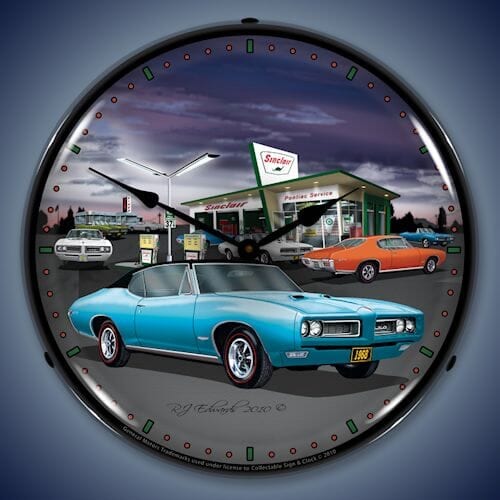 1968 GTO Sinclair Gas Station LED Lighted Clock