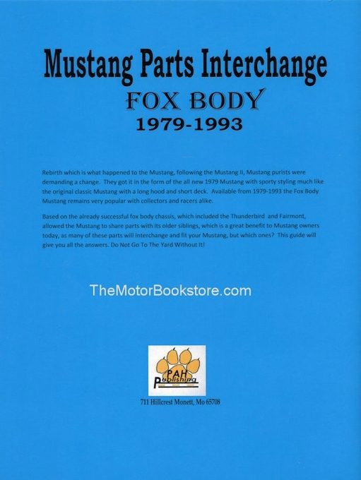 MUSTANG PARTS MANUAL BOOK FORD SPARE FOX 