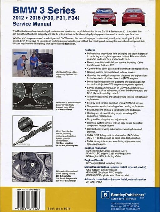 BMW 3 Series Service Manual 20122015, F30, F31, F34