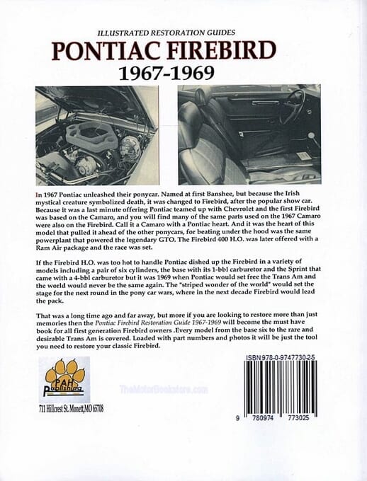 Pontiac Firebird Sprint, Firebird H.O., Trans Am Restoration Guide 1967