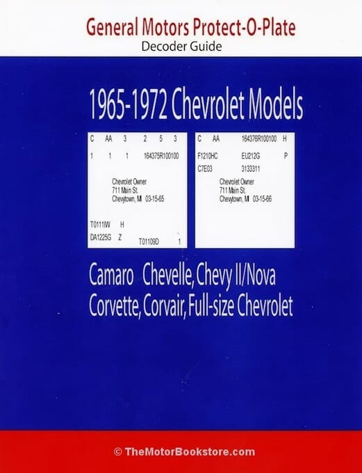 GM/Chevy Protect-O-Plate Decoder Guide: 1965-1972
