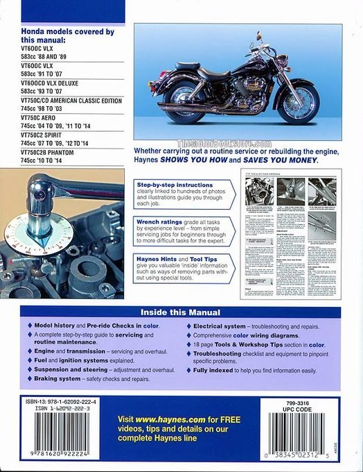 Honda Shadow Vt600 Vt750 Repair Manual 19 14 Haynes 2312