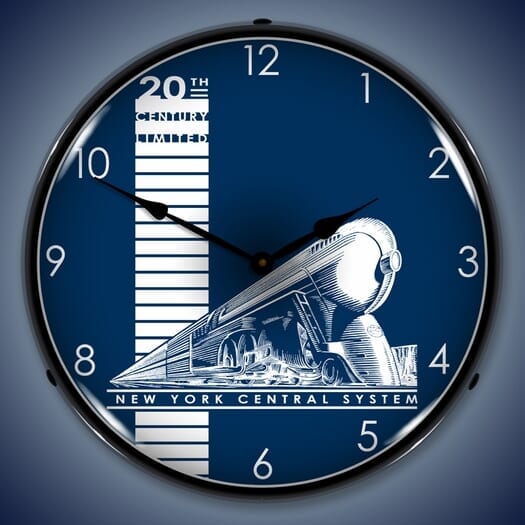 20th Century Railroad Wall Clock, LED Lighted