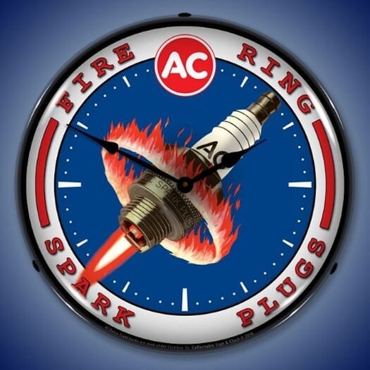 AC Spark Plugs Wall Clock, LED Lighted