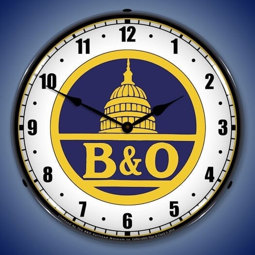 B&O Railroad 1 Wall Clock, LED Lighted
