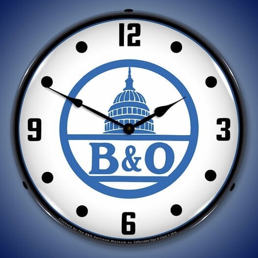 B&O Railroad 2 Wall Clock, LED Lighted