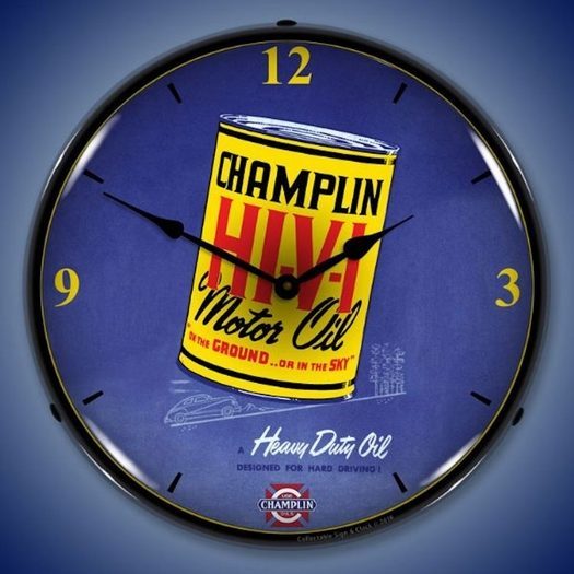 Champlin Oil Wall Clock, LED Lighted