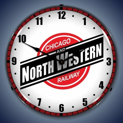 Chicago North Western Railroad Wall Clock, LED Lighted