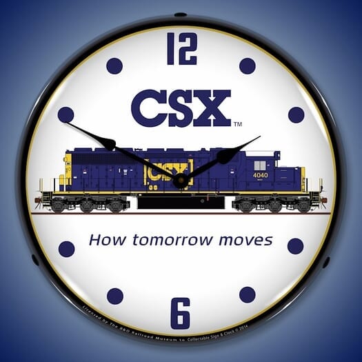 CSX Railroad Wall Clock, LED Lighted