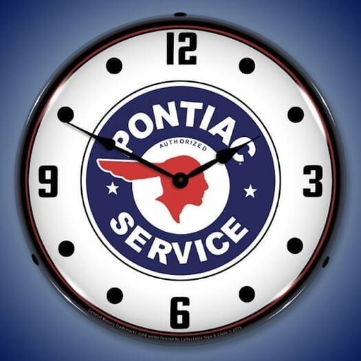 Pontiac Service Wall Clock, LED Lighted