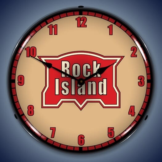 Rock Island Railroad Wall Clock, LED Lighted