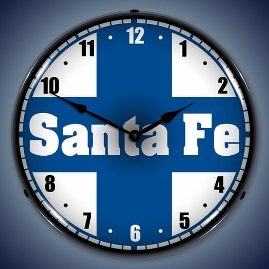 Santa Fe Railroad Wall Clock, LED Lighted