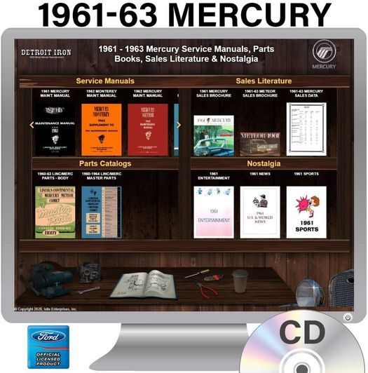 1961-1963 Mercury Factory OEM Shop Manuals on CD - PDF Format