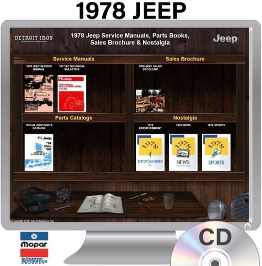 1978 Jeep Factory OEM Shop Manuals on CD - PDF Format