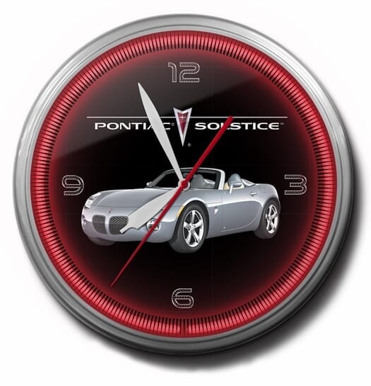 Pontiac Solstice Neon Clock (Silver), 20 Inch, High Quality