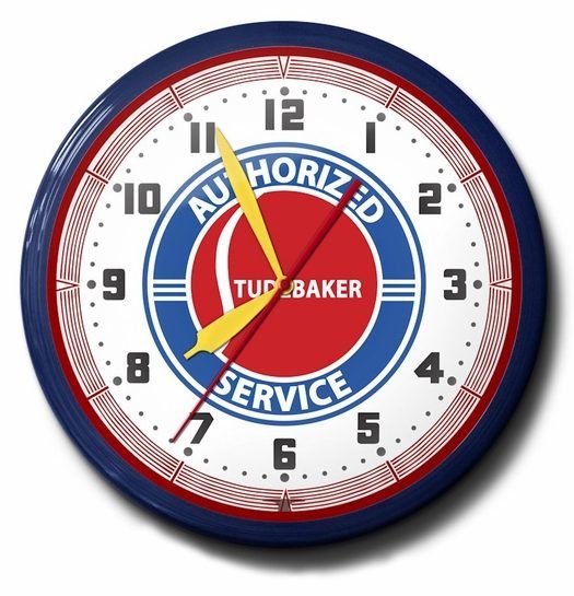 Studebaker Authorized Service Neon Clock, High Quality, 20 Inch